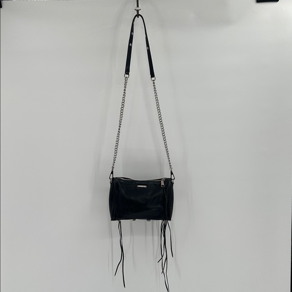 Rebecca Minkoff Handbags - Rebecca Minkoff Black Leather Fringe Crossbody Bag With Silver Chain Strap
